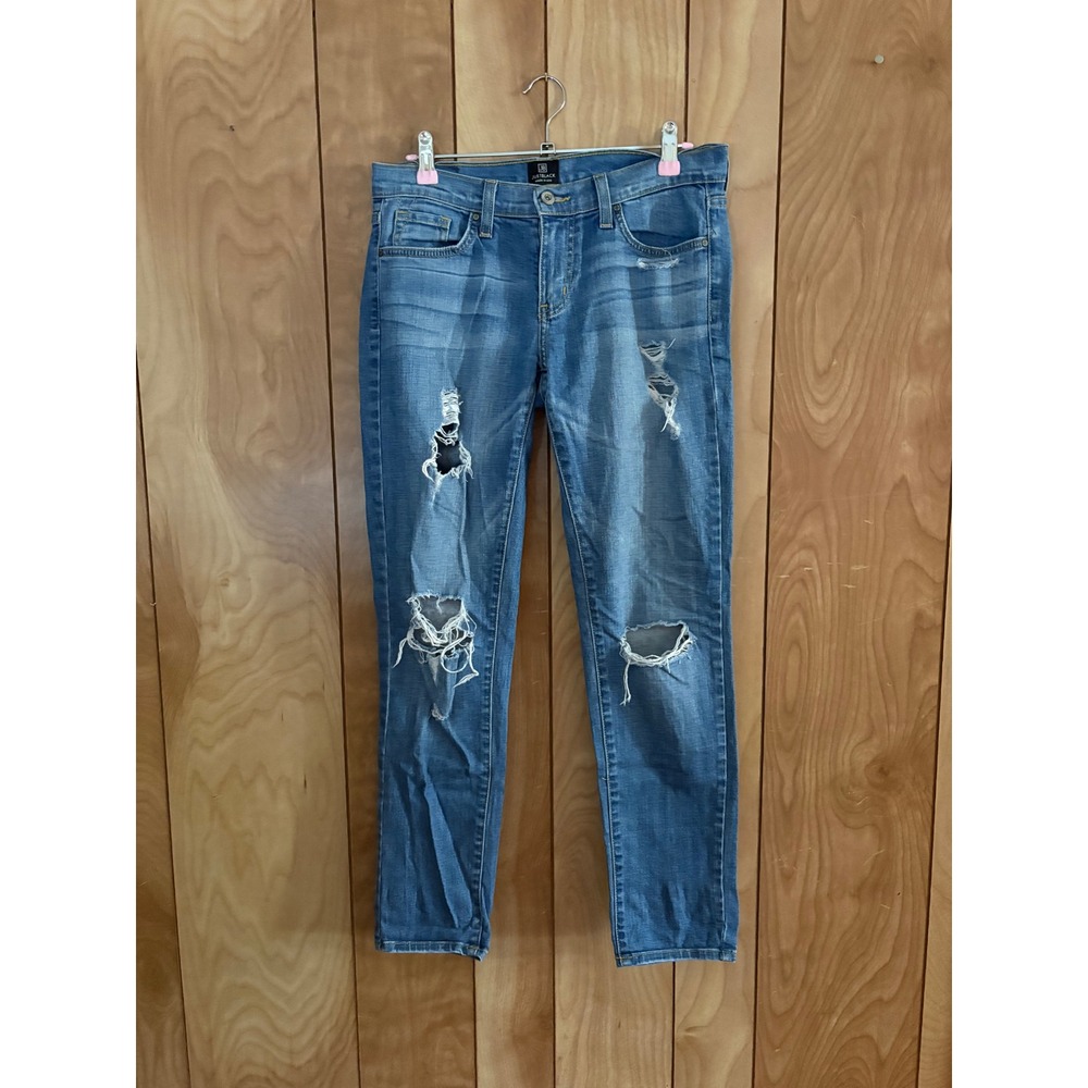 Just Black Denim Distressed‎ Skinny Jeans Medium Wash Made in USA Size 24